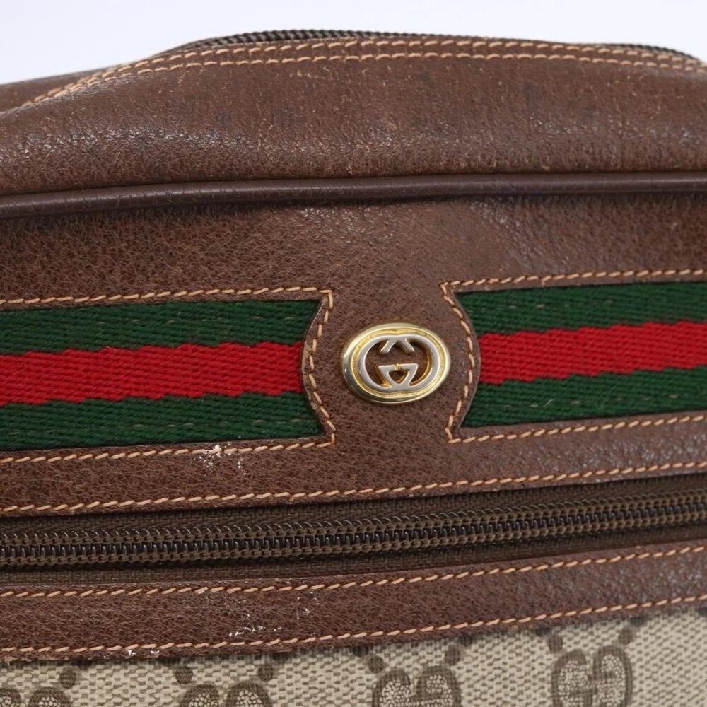 GUCCI GG Supreme Web Sherry Line Bag PVC Beige Gold 56 02 087 Auth 153480 - Picture 12 of 16